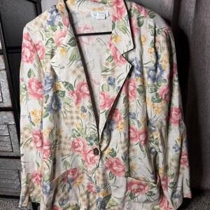 Vintage Village Fair floral blazer Size L #floral #blazer